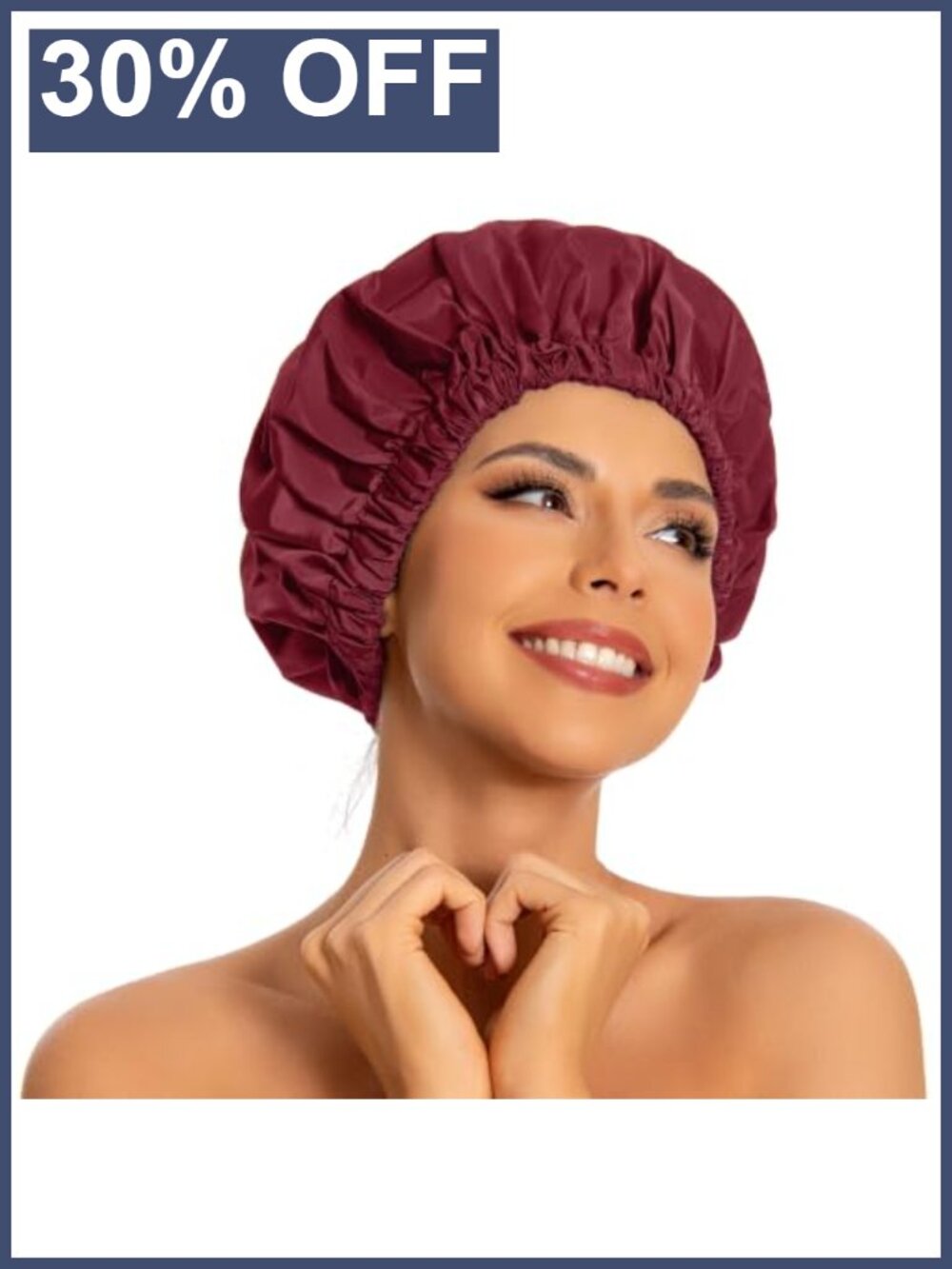 Reusable Waterproof Shower Cap for Women, Large Elastic Stretch for Long Thick